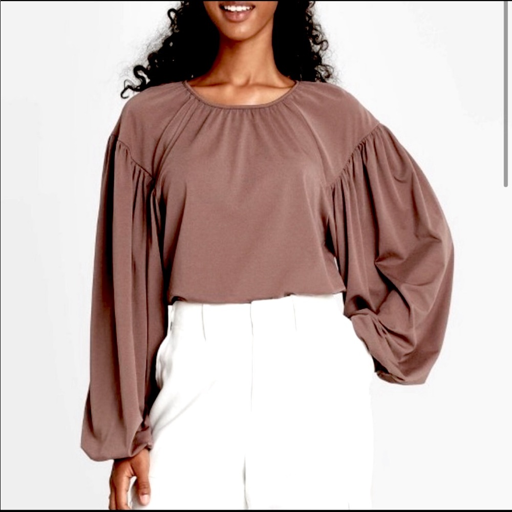 NWT Target a new day Walnut Brown Balloon Sleeve Top M
